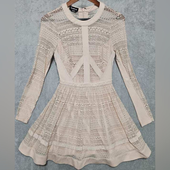 Bebe Jillian Lace Fit And Flare Dress Size 4 - Picture 1 of 8